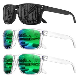 MEETSUN Polarized Sunglasses for Men Women Sports Driving Fishing Glasses UV400 Protection 3Pack-Black+Clear Frame/Blue Green Mirror Lens+Clear Frame/Green Mirror Lens