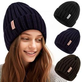 SENPUKI Womens Winter Knitted Beanie Hat 3PCS,Warm Knit Fashionable Caps,Womens Beanie for Fall Cold Weather Color5