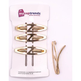 Mytoptrendz® 4 pcs Small Slim French Style Barrettes Hair Slides Double Bar Clip In Flat Thin Un Sprung Hair Clips Grips Classic Women Girls Hair Accessory (Style 5- Gold)