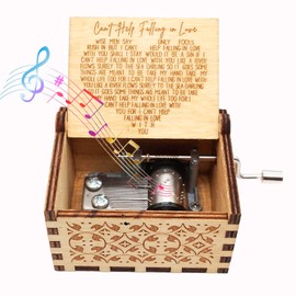 Can't Help Falling in Love Music Box-Mini Laser Engraved Vintage Wooden Hand Crank Mini Music Box，Christmas,Valentine,Birthday Gifts for Wife Girlfriend Women (Can't Help Falling in Love(wood))