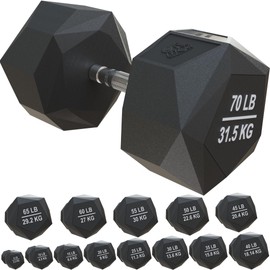 Prism Dumbbell for Strength Training - 5 Lb to 70 Lb Rubber Encased Cast Iron for Gym and Home Workout by Nordic Lifting