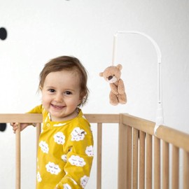 Mobile holder, mobile holder, changing table, playpen or baby bed, mobile attachment