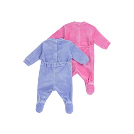 Chicco Baby Unisex Chenille Footed Rompers Set, Purple