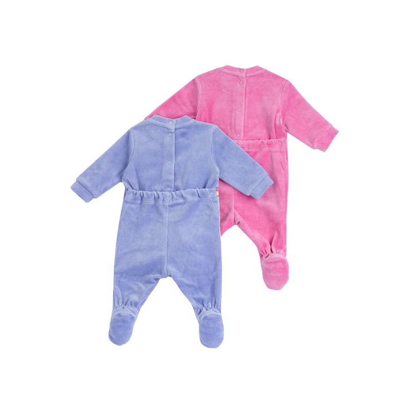 Chicco Baby Unisex Chenille Footed Rompers Set, Purple
