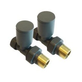 UKDD® Towel Rails Valve Radiators Suitable for Installation of Your Heated Designer Minimalist Central Heating System (Towel Rail Straight Anthracite Valves (Pair))