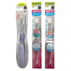 IONIC Purple Handle + Ultra Fine Compact 2 Pack Set, Purple (Extra Fine Compact), Main Unit (1 Piece) + Replacement Brush (4)