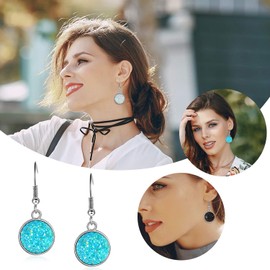 20 Pairs Faux Druzy Drop Earrings Simulated Stone Dangle Earrings Rainbow Crystal Earrings (Round Shape Style)