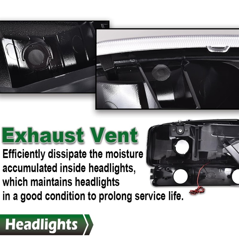 LQI LED DRL Headlights Assembly Compatible with Gmc Sierra 1500