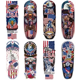 Independence Day Temporary Tattoo, 4th of July Sleeve Tattoo American Flag Fake Tattoos USA Flag, Memorial Day Full arm temporary tattoos, Red White and Blue Party Supplies