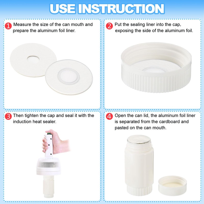 PATIKIL 60mm/2.36" Aluminum Foil Vent Induction Seal Liners, 50 Pack