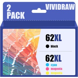 VIVIDRAW 62XL Black Remanufactured Ink Cartridge Replacement for HP Ink 62 HP62 XL HP62XL to Envy 5540 5542 5545 5640 5642 5660 5664 5665 7640 7645 8000 OfficeJet 200 250 5743 5745 8040 8045 Printer