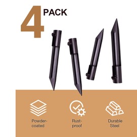 Steel Torch Stakes, 4-Pack, Compatible with Many Brands, Outdoor Torch Stand Stake for Freestanding Poles, Umbrellas, Flagpoles, Fishing Rods