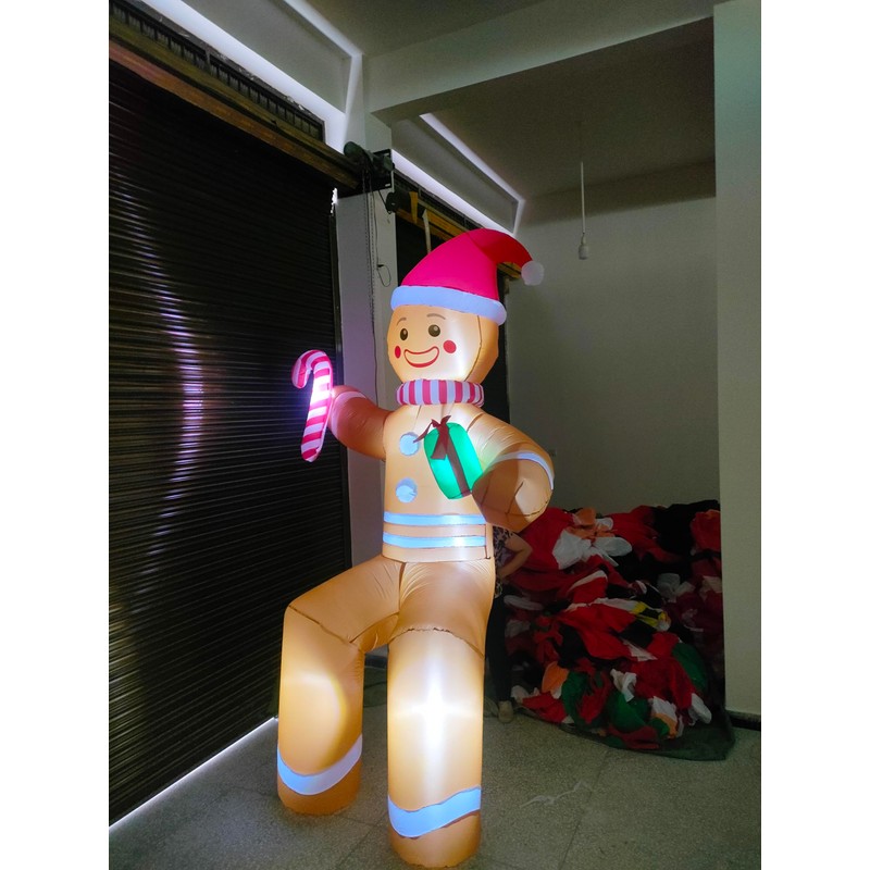 DAHAKII 10ft Gingerbread Man in Sitting Pose Christmas Inflatable Yard