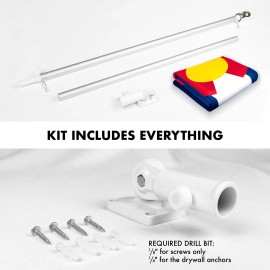 UD_G128 Combo Pack: 6 Feet Tangle Free Spinning Flagpole (Silver) Colorado CO State Flag 3x5 ft Printed 150D Brass Grommets (Fla