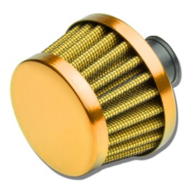 9MM Inlet Universal Chrome Cone Aluminum Crankcase Breather Filter (Yellow)