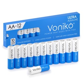 Voniko - Premium Grade AA Batteries - (12 Pack) - Alkaline Double A Battery - Ultra Long-Lasting, Leakproof 1.5v Batteries - 10-Year Shelf Life