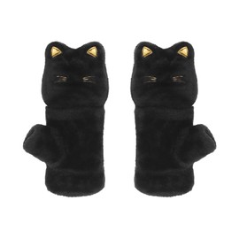 IBLUELOVER Women Girls Knitted Cute Cat Convertible Fingerless Gloves Winter Fleece Lining Warm Fingerless Gloves with Mittens Flip Cover Thermal Knit Half-Finger Gloves Driving Gloves
