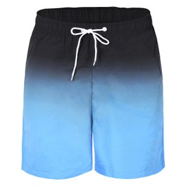 Mywu Traje de baño para hombre de secado rápido, pantalones cortos de natación de 5 pulgadas de entrepierna, Negro/Azul, X-Large