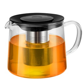Glass Teapot 34oz/1000ml with Removable Stainless Steel Infuser Tea pot, Heatproof Borosilicate Glass Tea Make, Stovetop Safe Glass Tea Kettle for Loose and Blooming Leaf Tea
