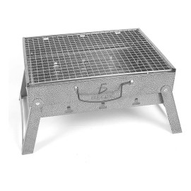 Ele-Gate Mini Parrilla Carbón Portátil Plegable Acero Inoxidable Color Gris