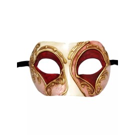 MGMB Pink White Gold Colombina Masquerade Mardi Gras Mask Italy Italian Venetian Made
