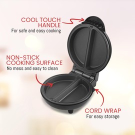 Elite Gourmet EOM123 Non-Stick Omelet, Frittata, Snack Pocket Maker, Dessert Maker, 2 Individual 5.6" Omelets, Stainless Steel