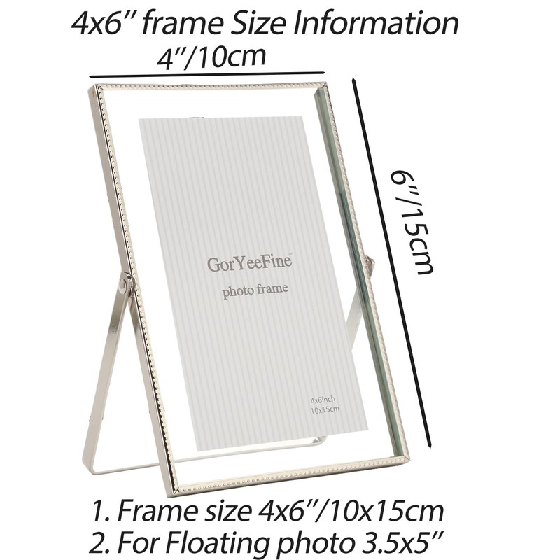 Silver 4x 6'' Floating Frame Set of 2, For Photo