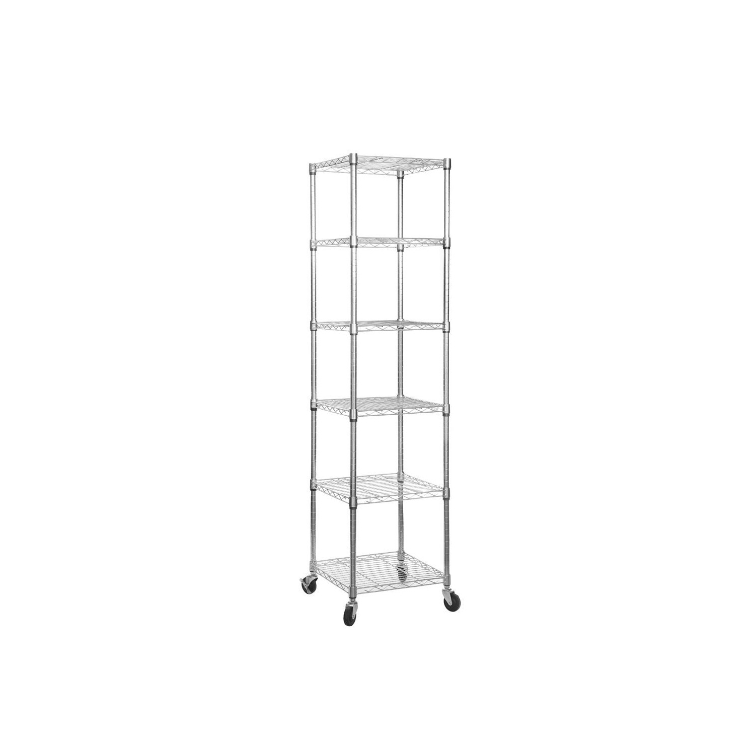 Shopfitting Warehouse Chrome Wire Shelving Unit with Wheels - 6 Tier ...