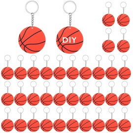 Wanmu 36Pcs Basketball Acrylic Keychain Bulk, DIY Crafting for Basketball Team Gifts, Acrylic Baseball Keychains for DIY Sports Party Favor