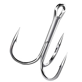 Silver Treble Fishing Hook Triple Barbed Hook Strong Round Bend Treble Hooks, 100PCS Wide Gap High Carbon Steel Hooks for Lures Baits Size 1#-14# Sliver