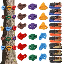 Youeon 18 Pcs Tree Climbing Holds for Kids with 9 Ratchet Straps, Tree Climbing Kit, Outdoor Climbing Toys for Kids & Adults, Outdoor, Backyard, Gym, Obstacle Course Training