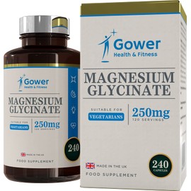 GH Magnesium Glycinate Capsules 250 mg | 240 Vegan Magnesium Glycinate Capsules | Highly Bioavailable Magnesium Bisglycinate | Made in ISO Certified Companies | GMO & Gluten Free