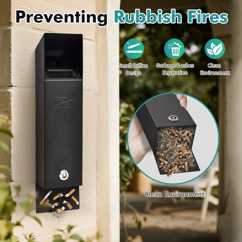 MHHQ Wall Mounted Trash Can Outdoor Commercial Receptacles Container Disposal