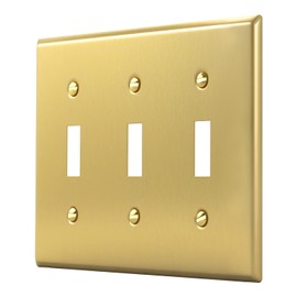 Toggle Light Switch Wall Plates, 3 Gang Light Switch Cover Plate, Decorative Outlet Covers Wall Plate, Standard Size 4.50" x 6.38", Metal Brass Llight Switch Cover Guard-1 Pack