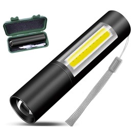 YODANCELEAPS Rechargeable Mini Handheld Flashlights Portable Pocket Super Bright Flashlight Strong LED Flash Light with Side Light for Home Outdoor Emergency (Black)
