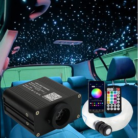 AZIMOM 16W Twinkle & Sound Activate 550pcs*0.03in*9.8ft Fiber Optic Starlight Headliner Kits for Car Home Star Ceiling Sky Decoration, APP& Remote Control Light Engine End Glow Fiber Strands