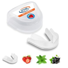 GAME GUARD Boil & Bite Flavoured Mouth Guard/Gum Shield – Mouldable Mouthguard/gumshields - Adult/Senior - CE Approved, School Sports, Rugby, Hockey (Spearmint Flavour - Clear)