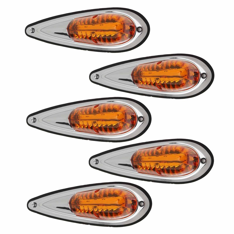 12V 24V 5 Pcs Amber Cab Roof Marker Lights Waterproof