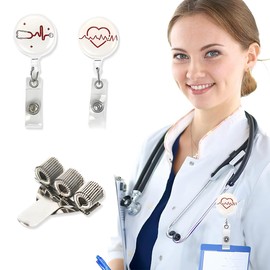 ZKGYUS Krankenschwester Zubehör Set, 2 Stück Ausweishalter Krankenschwester, Krankenschwester Badge Halter, mit 1 Edelstahl Stifthalter