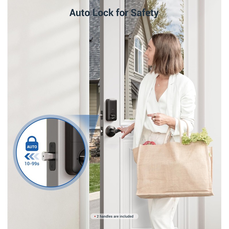 Veise Fingerprint Door Lock with 2 Lever Handles - Keyless