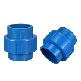 uxcell 40mm X 40mm PVC Pipe Fitting Union Solvent Socket Quick Connector Blue 2pcs