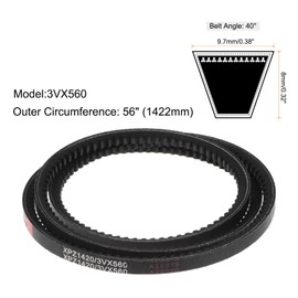 sourcing map 3VX560 Rubber Power Belt, Serrated Industrial V Belts, 56" Length x 0.38" Width x 0.32" Thickness