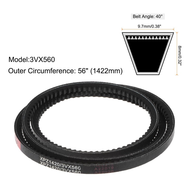 sourcing map 3VX560 Rubber Power Belt, Serrated Industrial V Belts,