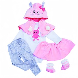 5Pcs Baby Doll Clothes Rabbit Outfit for 14-18 Inch Newborn Baby Doll, Reborn Baby Doll Clothes Accessories fit 14-18 Inch Reborn Dolls Baby Clothing with Shoes