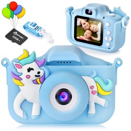 ARNSSIEN Children's Camera, Digital Camera Children with HD IPS Screen, 10 Thinking Games & Full Lens Protection, Gift Toy, Children's Camera for 3 4 5 6 7 8 Years Boys & Girls, 32GB Included