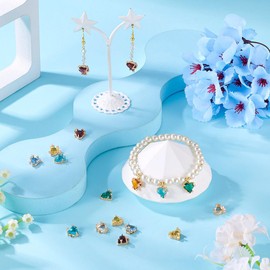 FASHEWELRY 15 Pieces Heart Charms Brass Micro Pave Cubic Zirconia Glass Charms with Jump Ring Golden Crystal Heart Charms for Bracelet Necklace Earring Jewelry Making Valentine's Day