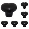 SWZHAI Ceramic Cabinet Knobs, 6 Pcs Black Heart Shaped Handles,