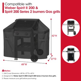 Unicook 48 Inch Grill Cover for Weber Spirit Il 200 and Spirit 200 Series Grills, 2 Burner Gas BBQ Cover for Outdoor Grill, Heavy Duty Waterproof Fade Resistant, Compared to Weber 7138