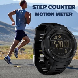 Mens Digital Watch Military Watches for Men Step Calorie Counter Watch Pedometer Stopwatch Alarm Multifunction LED Backlight 5ATM Waterproof Watch for Men