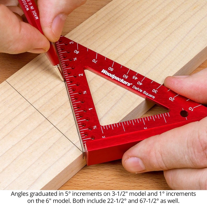 Woodpeckers Delve Square, 10-in-1 Woodworking Layout Tool, 6 Inch, Aluminum,